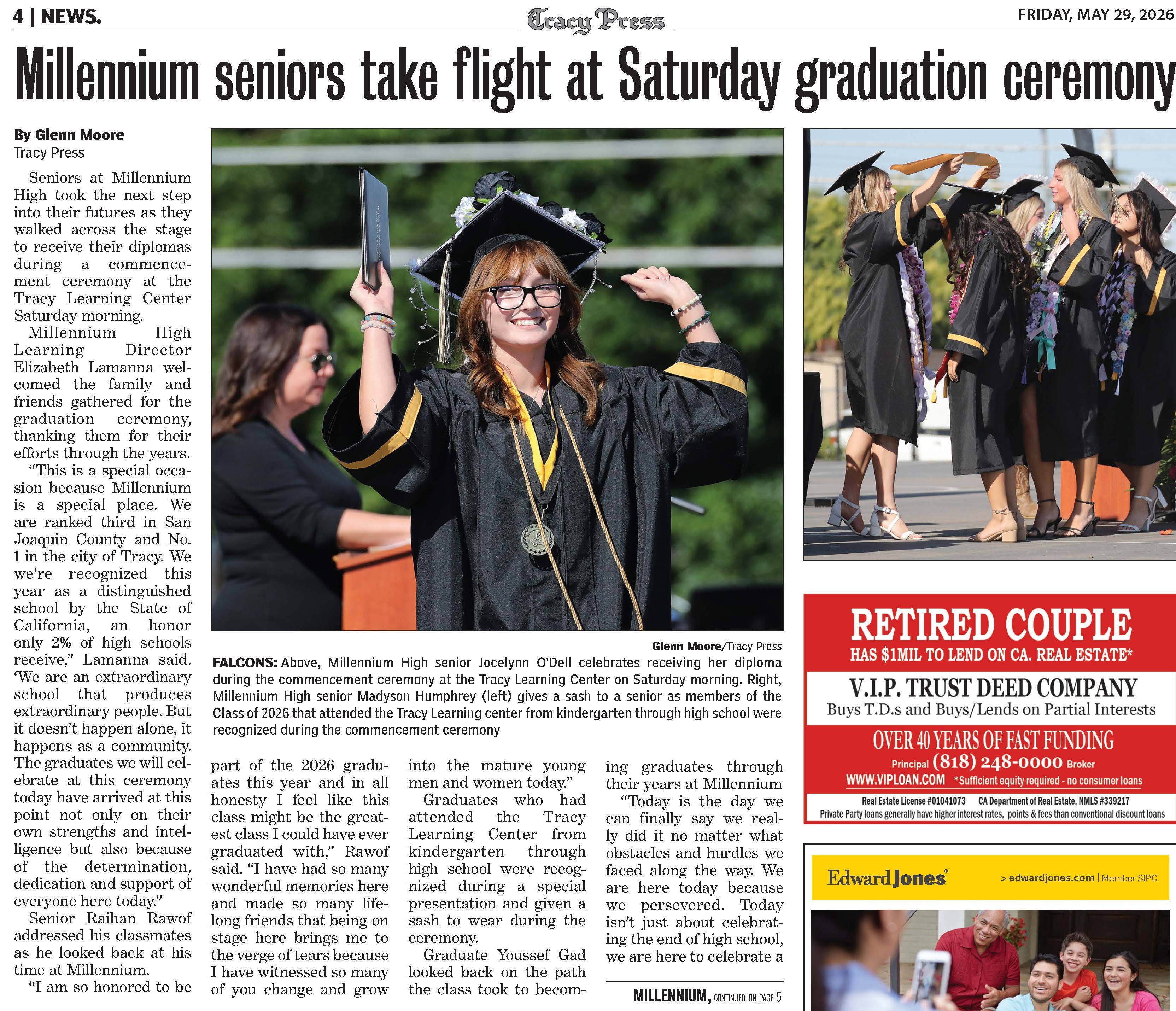 Newspaper clipping about MHS graduation 2026